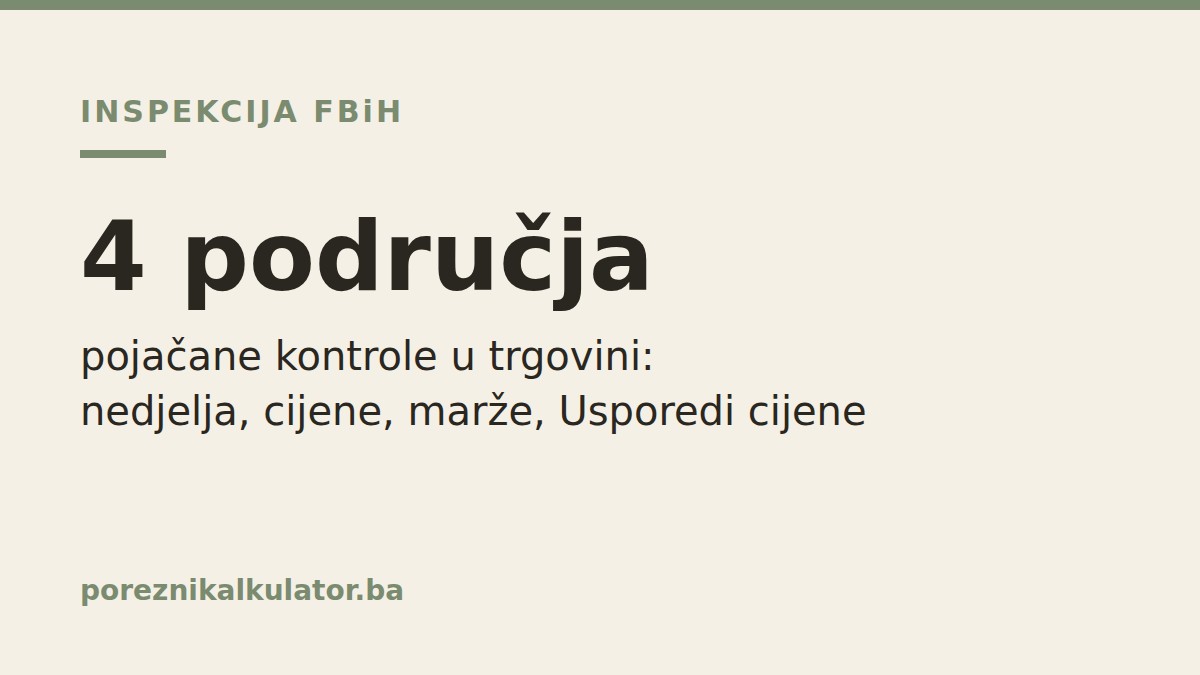 Krem grafika sa natpisom 4 područja i podnaslovom o pojačanim kontrolama u trgovini