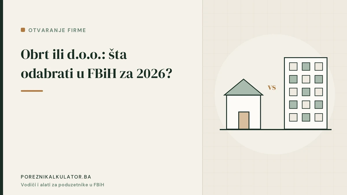 Obrt ili d.o.o.: šta odabrati u FBiH za 2026?